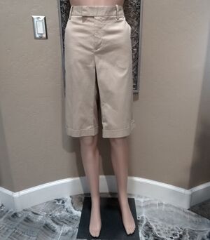 Banana Republic 'Martin Fit' Women's Khaki Knee-Length Chino Bermudas with Cuffs